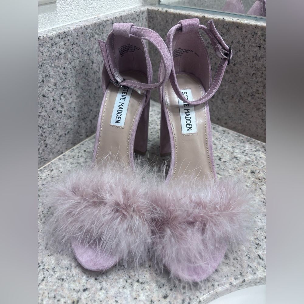 Steve Madden Pink Feathered Heels